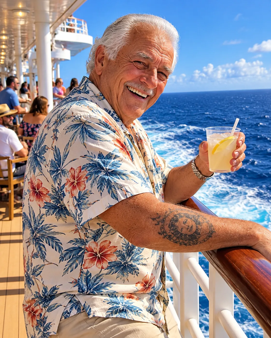 «¡DEJE DE PERMITIR QUE ESE VIEJO ANDE VAGANDO POR EL BARCO!», ME GRITÓ UNA MUJER POR MI PADRE DE 78 AÑOS. PERO CUANDO UN TRIPULANTE VIO EL TATUAJE EN SU BRAZO, LLAMÓ INMEDIATAMENTE A SEGURIDAD. LO QUE DESCUBRÍ DESPUÉS CAMBIÓ TODO LO QUE CREÍA SABER SOBRE ÉL.