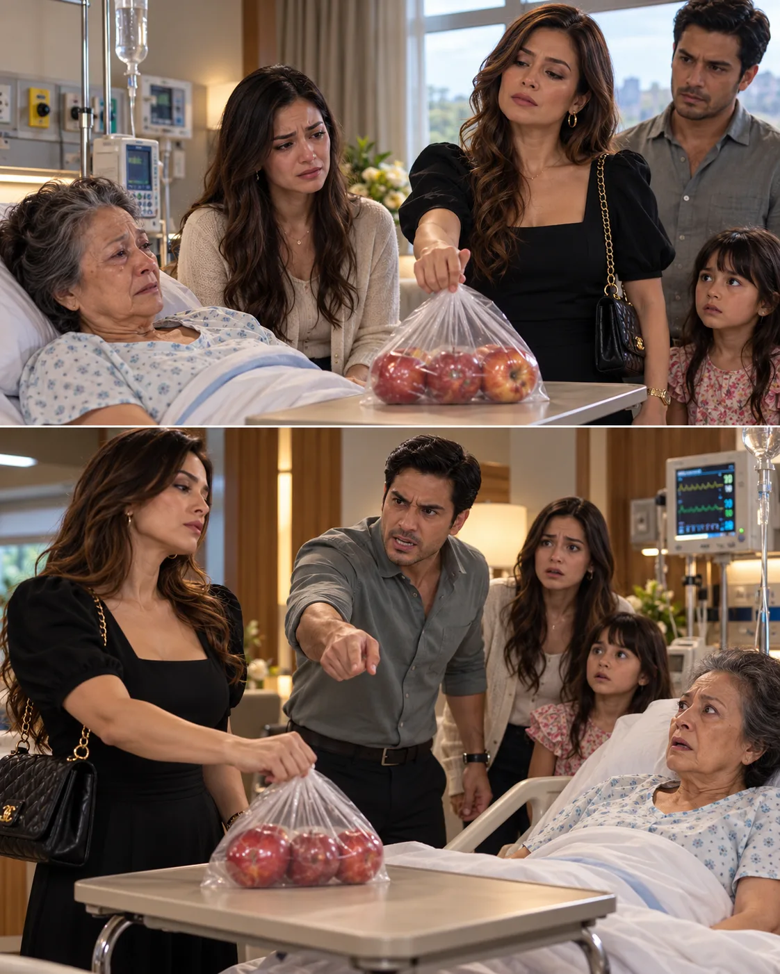CUANDO MI MADRE ESTUVO HOSPITALIZADA, MI CUÑADA LE LLEVÓ TRES MANZANAS, UNA DE ELLAS PODRIDA. MI ESPOSO DIJO QUE EL PRECIO DE UN REGALO NO IMPORTABA. CUATRO MESES DESPUÉS, SU MADRE TERMINÓ EN EL HOSPITAL Y DECIDÍ RECORDARLE SUS PROPIAS PALABRAS.