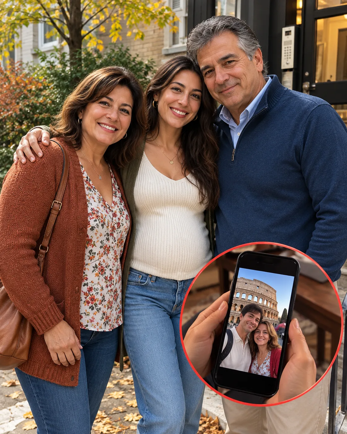 MI HIJA NOS MOSTRÓ FOTOS DEL HOMBRE QUE CONOCIÓ EN EUROPA Y CON QUIEN ESPERABA UN BEBÉ — MI ESPOSO SONREÍA HASTA QUE ELLA DESLIZÓ A UNA FOTO DE LA MADRE DE ÉL