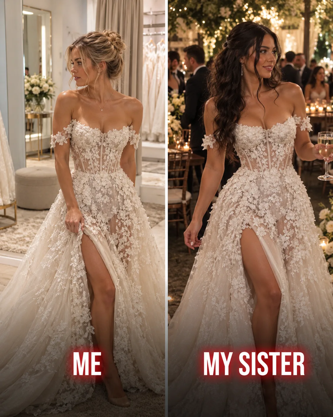 MI HERMANA ME CONVENCIÓ DE NO COMPRAR EL VESTIDO DE NOVIA QUE AMABA — UN MES DESPUÉS APARECIÓ USANDO EXACTAMENTE EL MISMO, Y EN PLENA CEREMONIA EL VESTIDO COMENZÓ A ROMPERSE
