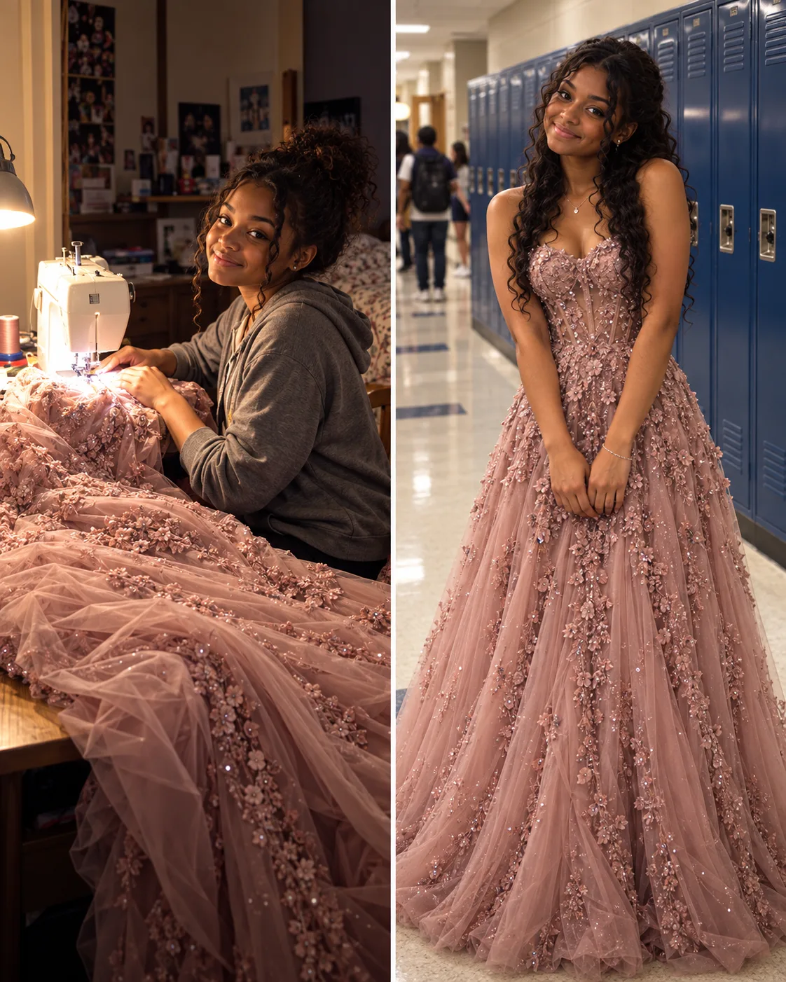 MY 16-YEAR-OLD DAUGHTER STAYED UP ALL NIGHT SEWING A DRESS FOR A CLASSMATE—THE NEXT MORNING, THE GIRL’S MOTHER BROUGHT ME A BOX THAT CHANGED EVERYTHING