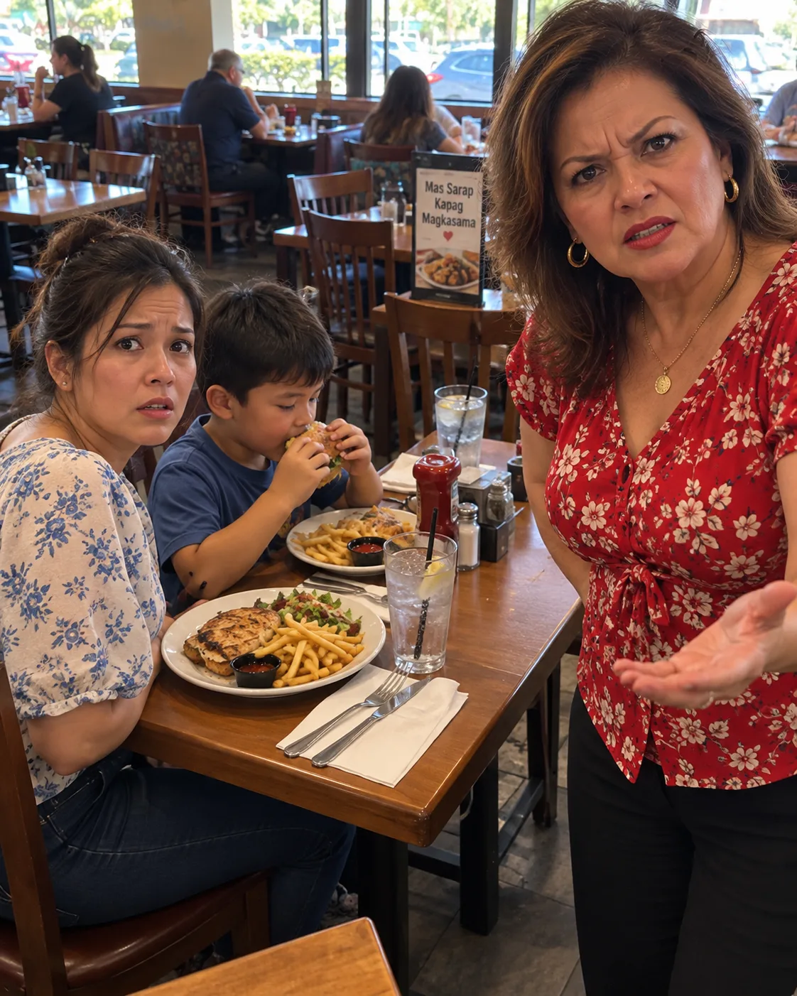 NAKITA KO ANG ISANG SINGLE MOM NA BINIBILANG ANG PERA NIYA AT FOOD LANG PARA SA ANAK ANG KAYANG ORDERIN, SO AKO NA ANG NAGBAYAD NG LUNCH NIYA. THEN MAY BABAE SA IBANG TABLE NA SUMINGIT: “KUNG NAMIMIGAY KA NG FREE MEALS, BAYARAN MO RIN AKIN.” MAY LALAKING NAKARINIG SA KATABING TABLE—TUMAYO SIYA, MAY GINAWA, AT BIGLANG NAPATAYO ANG BABAE SABAY SIGAW: “WHO DO YOU THINK YOU ARE?!”