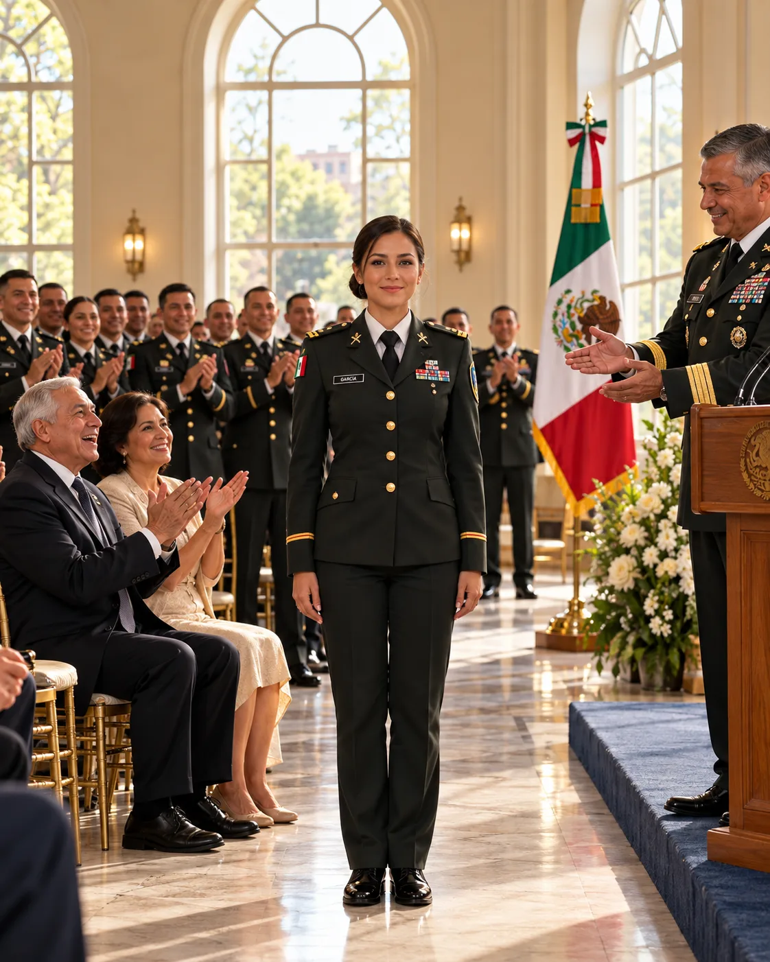 MI PADRE INTENTÓ BORRARME DE SU CEREMONIA DE RETIRO. PERO CUANDO EL COMANDANTE ANUNCIÓ MI RANGO, TODO EL AUDITORIO SE PUSO DE PIE.