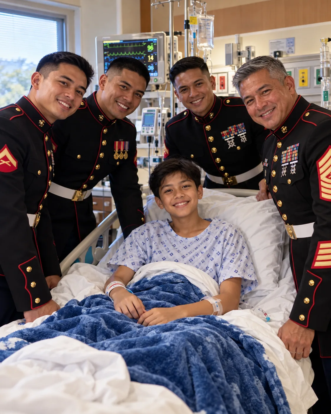 PANGARAP NG 12-YEAR-OLD KONG TERMINALLY ILL NA ANAK NA MAGING MARINE TULAD NG YUMAO NIYANG AMA—PERO PAGKATAPOS NG MASALIMUOT NIYANG OPERASYONo, APAT NA MARINES ANG PUMASOK SA HOSPITAL ROOM AT NAGSABING: “MAY ESPESYAL KAMING INSTRUCTION MULA SA TATAY MO.”