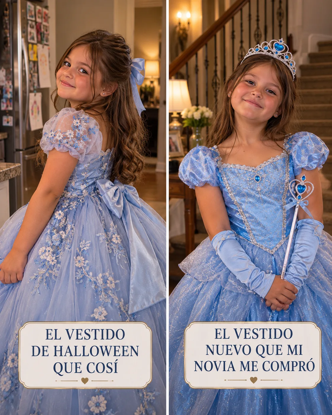 PASÉ TRES NOCHES COSIENDO EL DISFRAZ DE HALLOWEEN DE MI HIJA PORQUE NO PODÍA COMPRAR UNO. MI EXESPOSO SE BURLÓ Y LE REGALÓ OTRO DE PARTE DE SU AMANTE. PERO CUANDO MI HIJA BAJÓ LAS ESCALERAS Y LE DIJO QUE LA GRABARA, ÉL NO ESTABA PREPARADO PARA LO QUE IBA A DECIR.