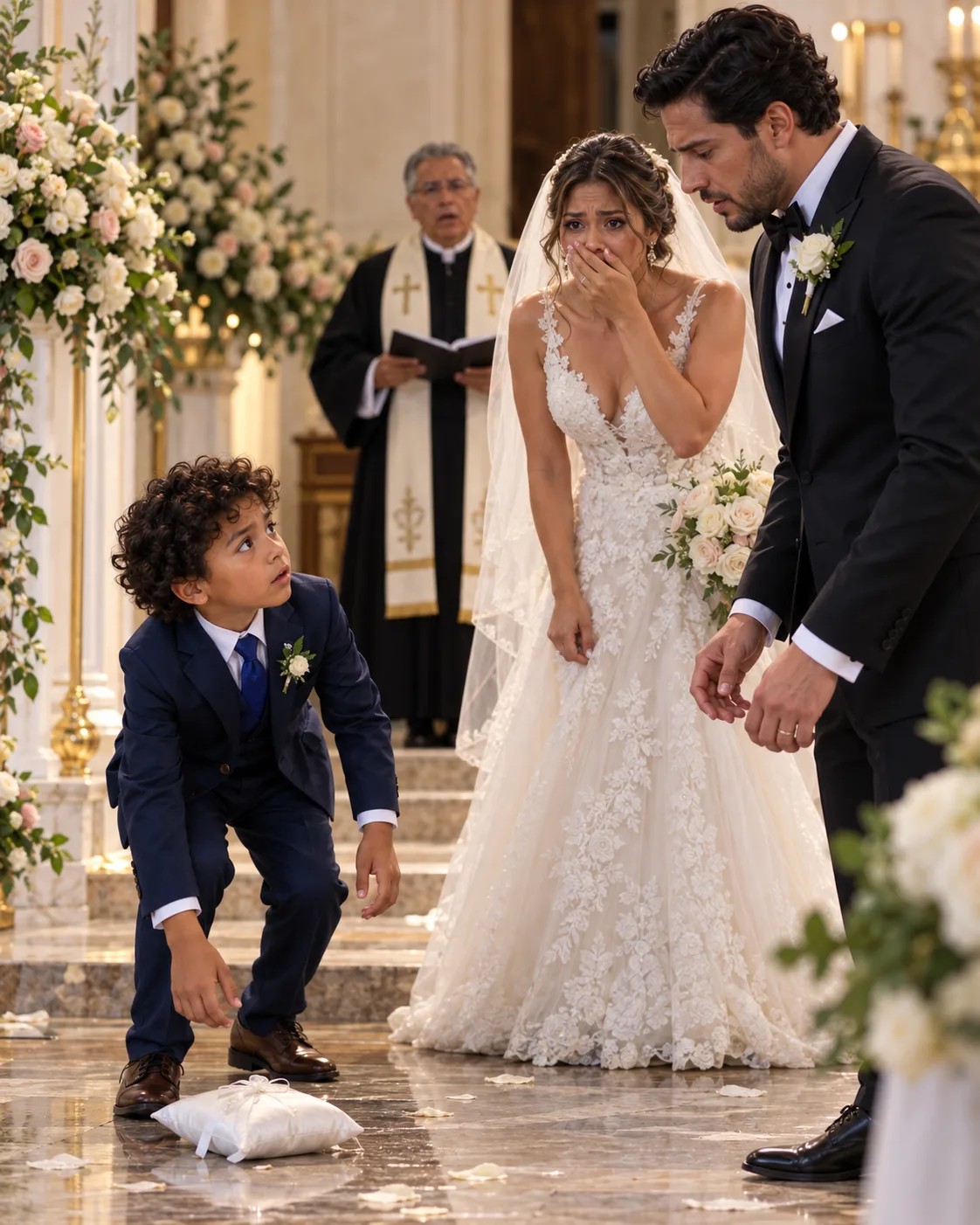 EL NIÑO DE ACOGIDA QUE LLEVABA LOS ANILLOS EN MI BODA VIO A MI PROMETIDO Y SE PUSO PÁLIDO. ENTONCES SACÓ UNA FOTOGRAFÍA ANTIGUA Y ME DIJO: «TIENES QUE VER ESTO ANTES DE CASARTE CON ÉL».