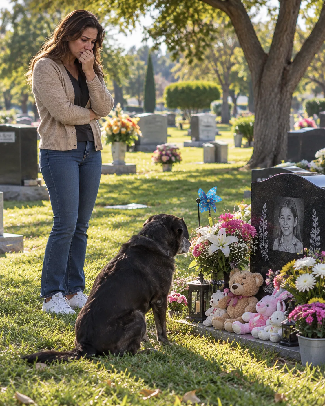 UN PERRO DESCONOCIDO SE SENTABA TODOS LOS DÍAS JUNTO A LA TUMBA DE MI HIJO. CUANDO DECIDÍ SEGUIRLO, ME LLEVÓ HASTA UNA CASA EN RUINAS DONDE DESCUBRÍ UN SECRETO QUE HABÍA PERMANECIDO OCULTO DURANTE TRES AÑOS.