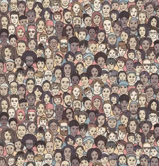 Can you find the hidden cat among people in this image?