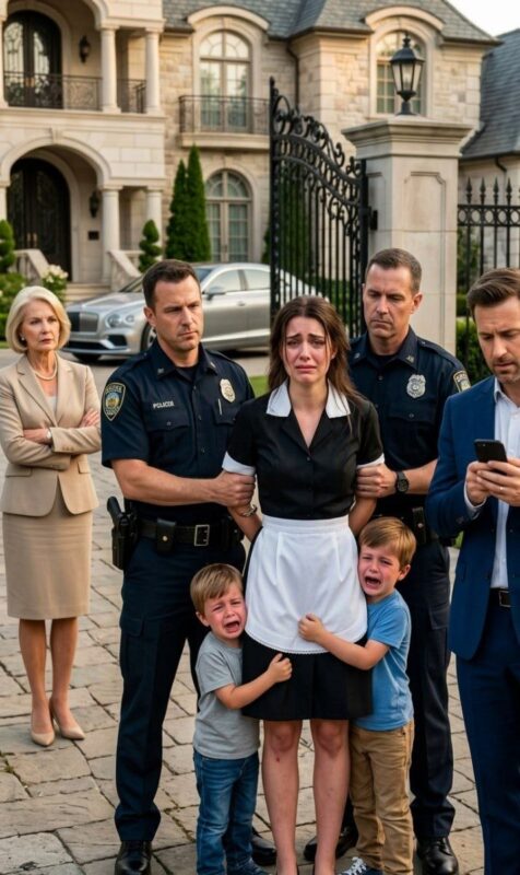 “The Millionaire Came Home and Found His Nanny in Handcuffs in Front of His Screaming Twins… But When He Checked the Security Cameras, He Discovered His Wife’s Dark Secret.”