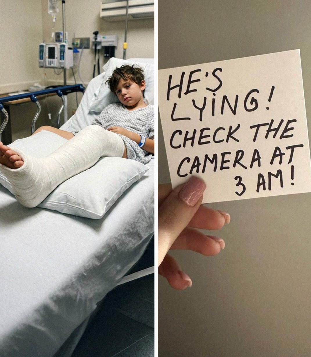 I Went to the Hospital to Care for My Son After He Broke His Leg – Then the Nurse Slipped Me a Note, 'He's Lying. Check the Camera at 3 a.m.'