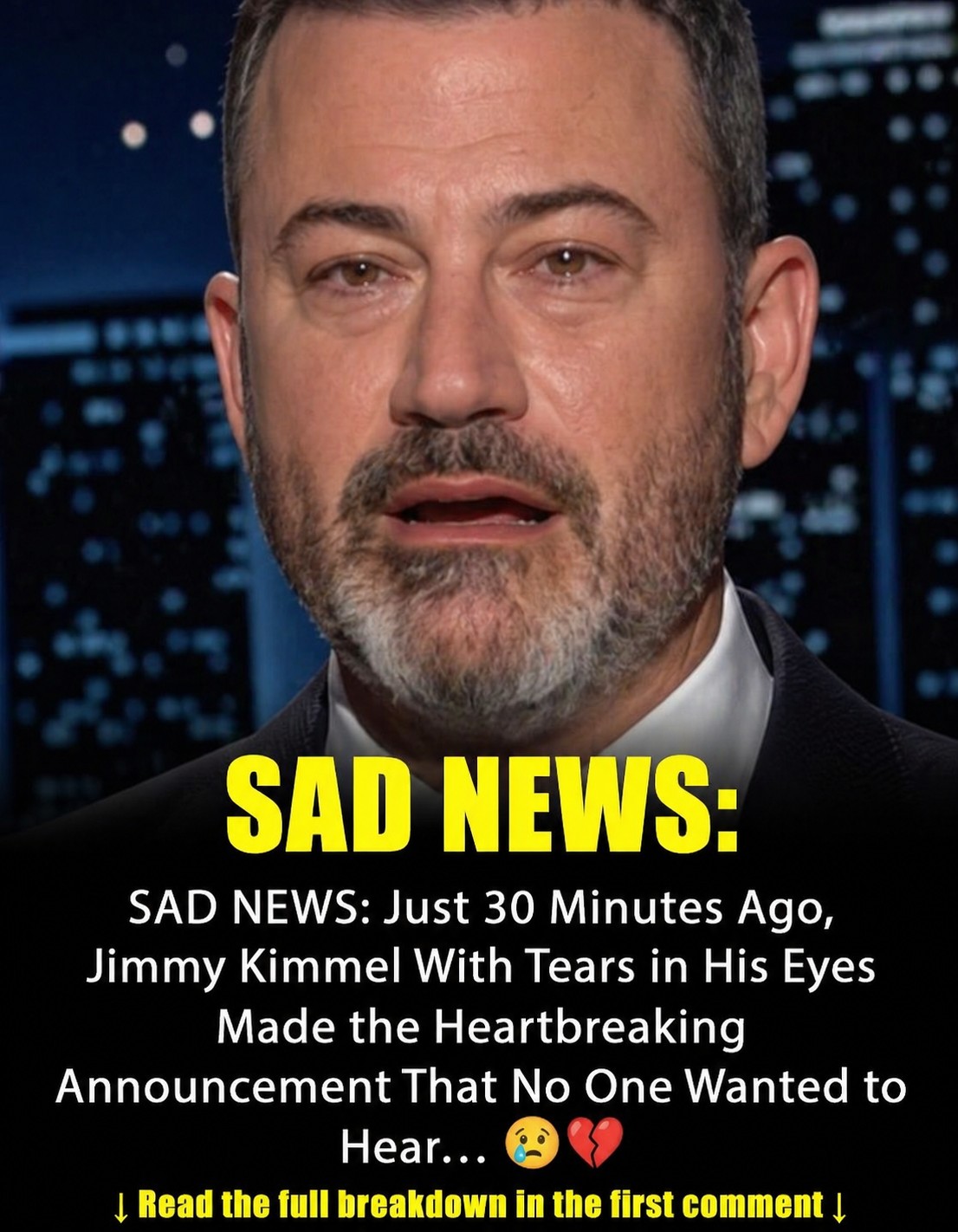 SAD NEWS Just 30 Minutes Ago, Jimmy Kimmel with tears in their eyes made the sad announcement!