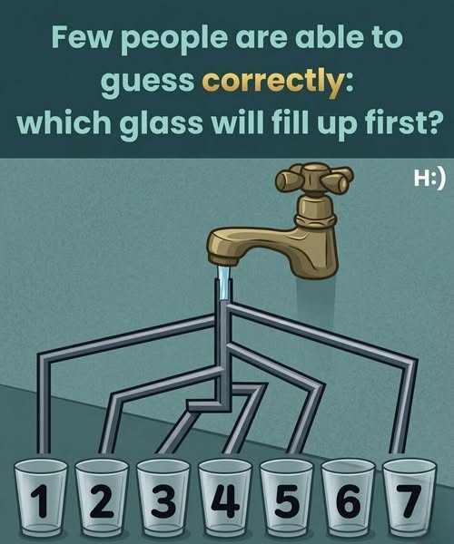 Puzzle Answer Explained: Which Glass Will Fill First? The Trick Behind the Pipes Puzzle and Why the Correct Solution Is That No Glass Fills Because All Paths Are Blocked, Revealing How Careful Observation Beats Quick Assumptions in Visual Logic Challenges