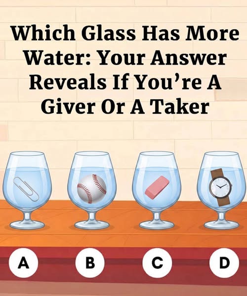 Which Glass Has More Water: Your Answer Reveals If You’re A Giver Or A Taker