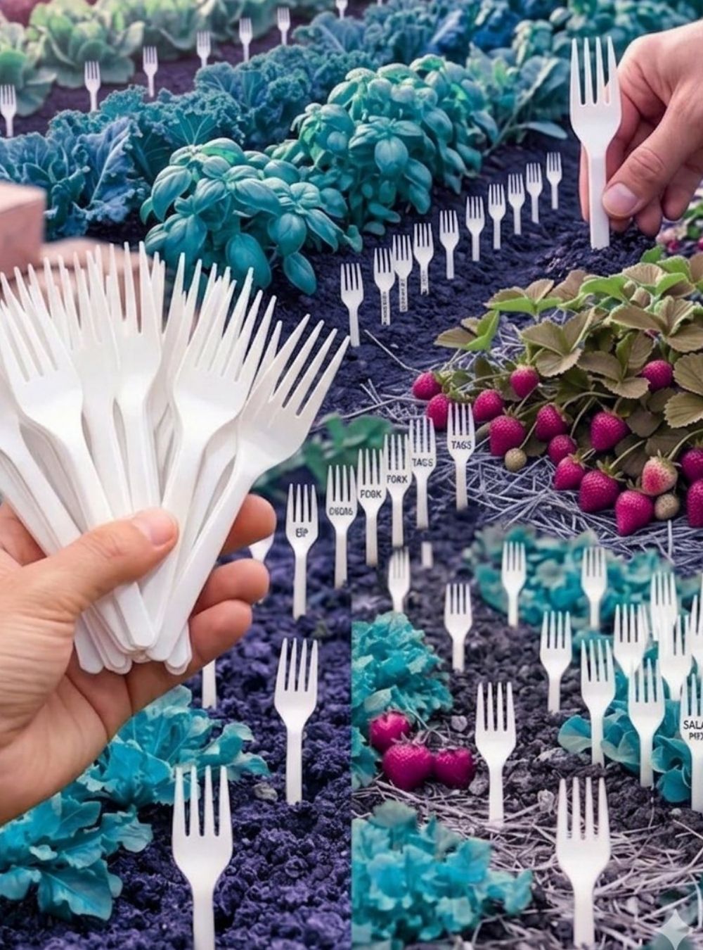Plastic forks in the vegetable garden, all gardeners are getting into it...