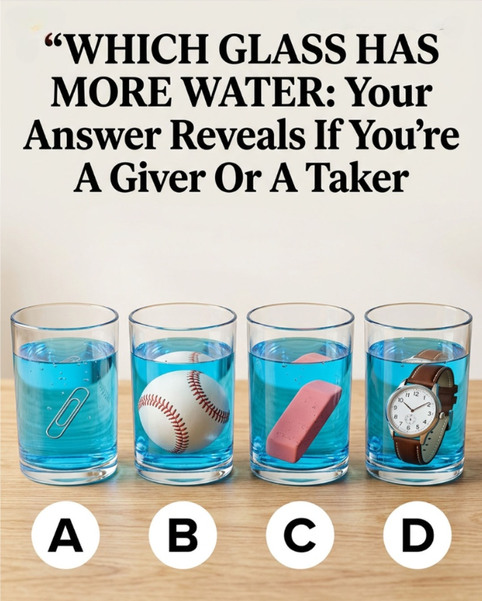 Which Glass Has More Water: Your Answer Reveals If You're A Giver Or A Taker