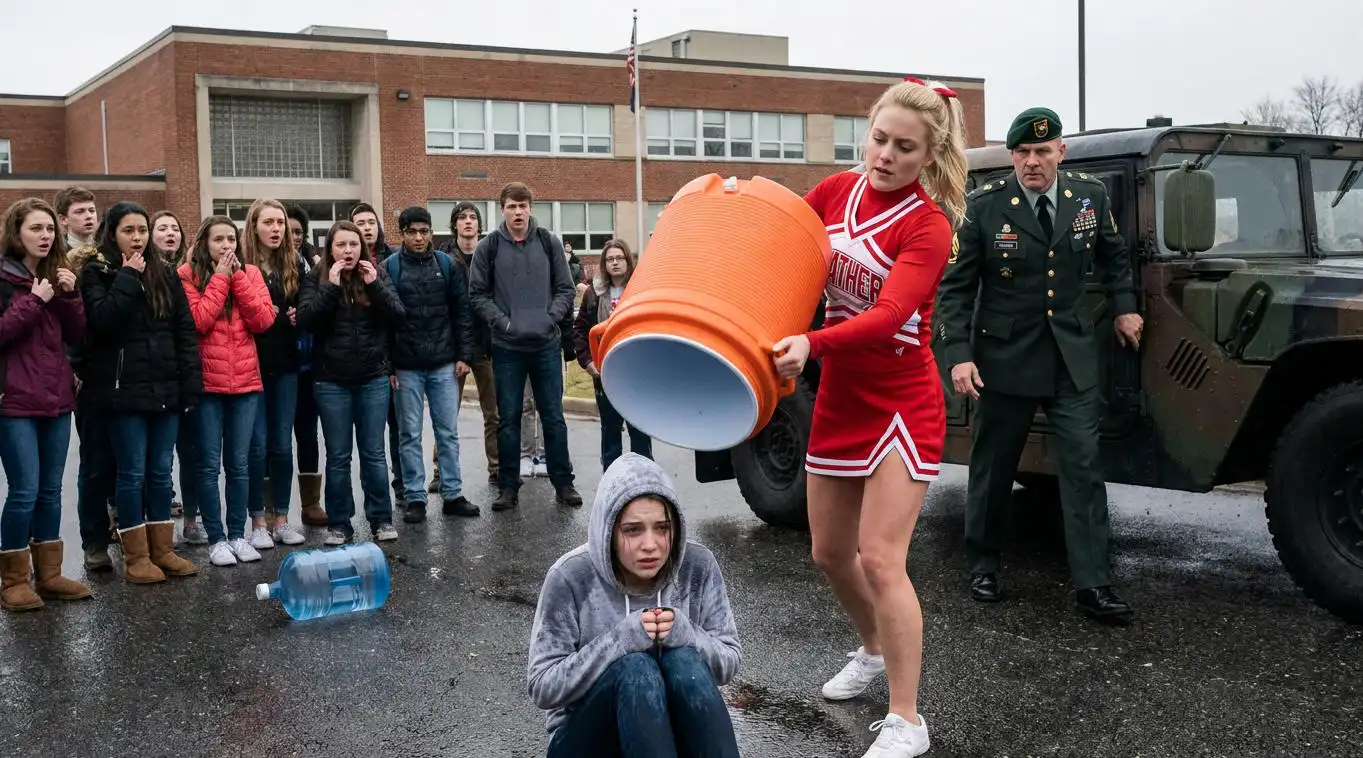 A Quiet Scholarship Girl Was DRENCHED With Ice Water In Front Of The Whole School… But The Cheer Captain Had NO IDEA Who Her Father Really Was 🚨