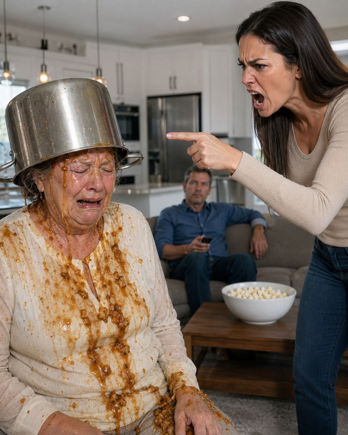 The soup hit my chest like liquid fire, but it was the weight of the heavy metal pot landing over my head that truly shattered my world.