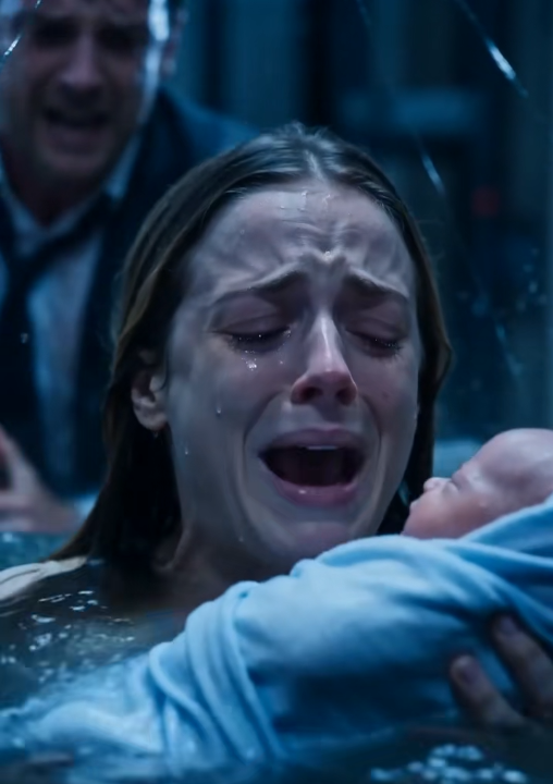 She gave birth inside a flooded elevator and held her newborn above the water, but just as Daniel was about to save him, the elevator began to fall.