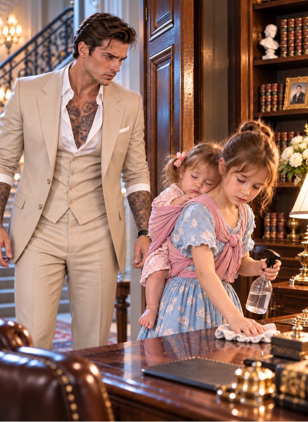 At 2 A.M., a Six-Year-Old Maid’s Daughter Was Caught Cleaning a Billionaire’s Private Study