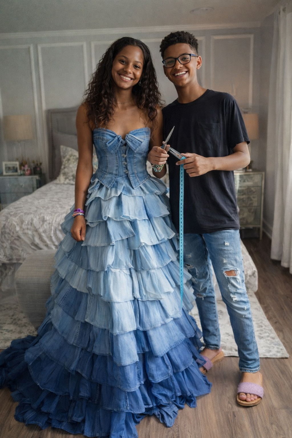 My Stepmom Refused to Fund My Prom Dress, So My Brother Sewed One from Our Late Mom's Jeans, Leading to a Shocking Revelation