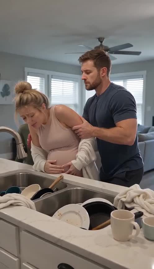 He Came Home to Find His Pregnant Wife Trembling Over His Family’s Dirty Dishes