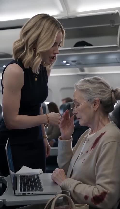 She Humiliated an Old Woman in Economy Until One Laptop Message Turned Her Ghost-White
