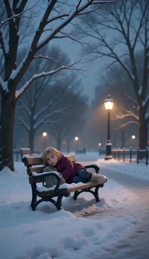 The Forgotten Girl On The Snowy Bench Waiting For Someone To Find Her