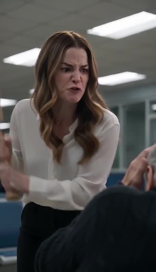 Woman Raises A Bat At An Older Man As A Hidden Truth Inside The Police Station Comes To Light