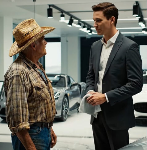 As his heavy work boots stepped onto the immaculate white marble floor, the silence in the showroom became deafening.