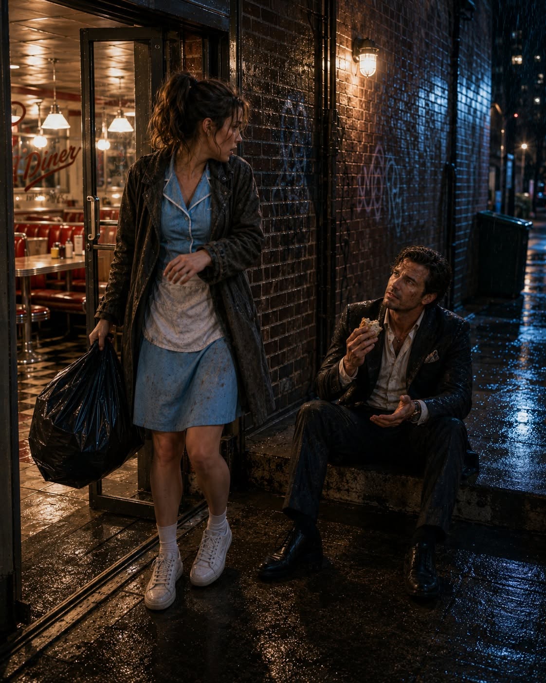 The Waitress Found a Mafia Boss Searching for Food Outside—Then Whispered, “Come In, Dinner’s Warm”