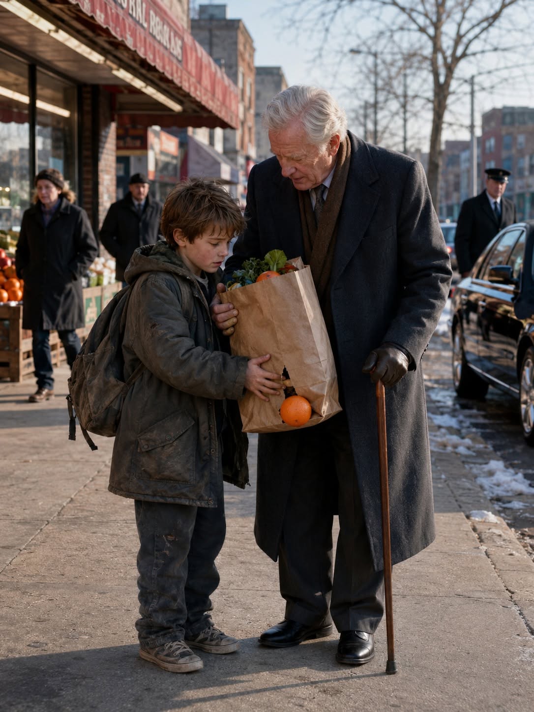 “Let Me Carry That, Sir” — Street Kid Helps Billionaire With Groceries, Unaware Who He Is