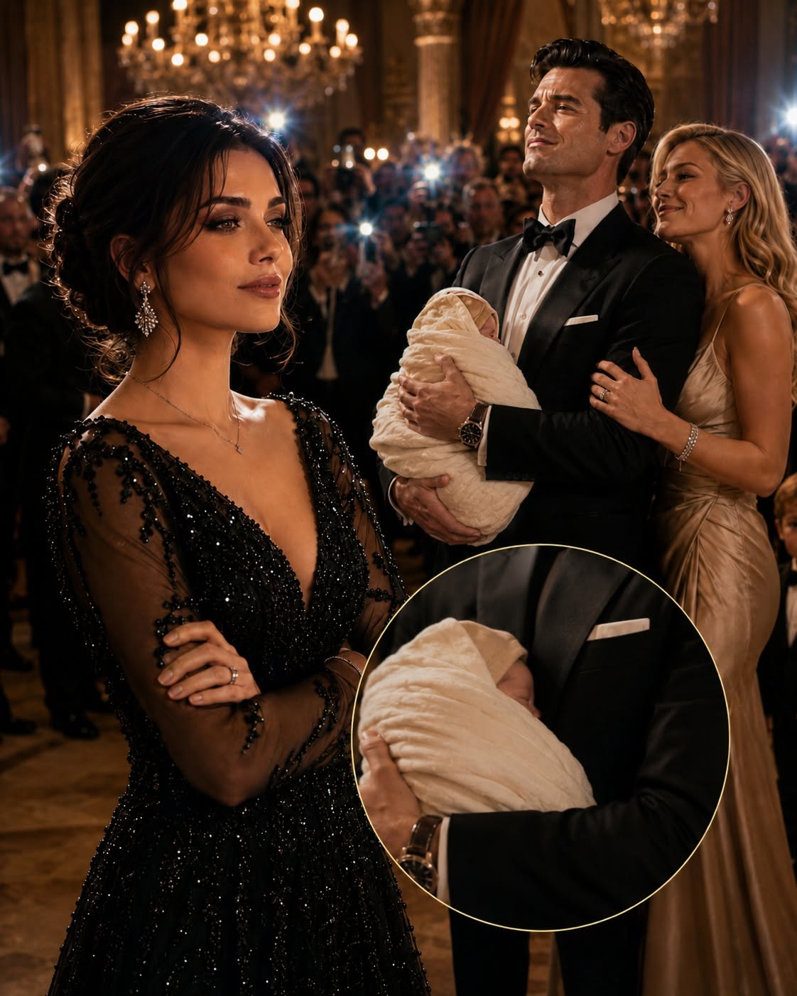 The first time I watched my husband cradle another woman’s newborn in front of two hundred applauding strangers, I did not scream.  I did not faint.  I did not throw champagne in his face, slap the secretary beside him, or collapse into the waiting arms of all those rich women who were already tilting their heads at me with soft, rehearsed pity.  I simply smiled.  And because I smiled so calmly, everyone in that glittering ballroom believed something inside me had finally died.  They were wrong.  I had not died.  I was counting.  Counting the camera flashes. Counting the guests who whispered behind jeweled fingers. Counting the way Clara Hayes, my husband’s beautiful young secretary, rested one hand possessively near his elbow while her toddler clung to her champagne-colored gown.  Counting every second Martin Voss stood beneath the chandeliers of the annual Voss Meridian Children’s Health Gala, holding Clara’s newborn son as if he had personally delivered a royal heir to the American business world.  Martin lifted the baby a little higher, his tuxedo sharp, his smile brilliant, his arrogance polished enough to blind a room.Preview  “My legacy keeps growing,” he announced.  The donors laughed.  The cameras flashed harder.  Across the ballroom, Clara looked straight at me.  Her smile was delicate, pretty, and cruel as a knife pressed under silk.  I was Martin’s wife of nine years.  I was also the woman he had spent years describing as too fragile, too emotional, too unlucky, and too broken to give him children.  A senator’s wife touched my shoulder. “Evelyn, sweetheart, you’re so brave.”  I thanked her.  An old friend from law school stared at me like she wanted to drag me out of the room and shake me awake. I gave her a tiny smile.  Then Patricia Voss, Martin’s mother, swept up beside me in diamonds and cold perfume. Her pearls gleamed against her throat like tiny white teeth.  “Endure quietly, Evelyn,” she whispered, her lips barely moving. “A man like Martin needs heirs.”  I turned to her slowly. “Does he?”  Her eyes narrowed for half a second. Then she smiled for the cameras.  Before she could answer, Martin approached.  He still held the newborn. Clara followed behind him, glowing like a victorious bride. The toddler stood between them in a miniature tuxedo, staring blankly at the golden chaos around him.  Martin leaned close enough that only I could hear him.  “Don’t embarrass me tonight.”  His voice was velvet wrapped around a threat.  I looked at the baby. Then at Clara. Then back at my husband.  “I wouldn’t dream of it,” I said.  May you like   My Husband Hurt Me Because of His Mistress. Then One Phone Call From Me Destroyed Everything He Thought He Owned.  The Night Evelyn Left. The Morning Grant Learned Why  The Miracle He Abandoned. The Truth That Chose Its Own Time. He smiled, satisfied.  That was always Martin’s greatest weakness.  He mistook silence for surrender.  Five years earlier, before Clara, before the babies, before my marriage became public theater, Martin and I had sat in a fertility specialist’s office overlooking Lake Michigan.  We had been trying for children for three years.  Or rather, I had been trying.  Martin had been accusing.  Every month became another quiet trial. Every negative test became a new charge against me. At breakfast, he would glance at me over his coffee and sigh as if my body had personally betrayed him. At dinner, he would ask whether I had remembered my vitamins, my appointments, my temperature charts, my “responsibility.”  At night, he slept farther and farther from me.  His mother began leaving pamphlets about adoption on my side of the kitchen island, not because she supported adoption, but because she wanted me to understand that I had failed the Voss bloodline.  When our specialist asked Martin to complete additional testing, he laughed.  “Fine,” he said. “But we all know where the issue is.”  The morning the final results came in, Martin arrived with me at the clinic, checked his watch twelve times, then stood before the doctor entered.  “I have a board meeting,” he said.  “Martin, please stay,” I whispered.  He kissed my forehead in a way that looked affectionate only to strangers. “You handle unpleasant details better than I do.”  Then he walked out.  The doctor called me one hour later.  His voice was gentle. That was how I knew it was bad.  Martin was permanently infertile.  Not temporarily. Not mildly. Not because of stress or diet or age. A childhood surgery his family had always vaguely described as “minor” had left him unable to father a child.  I sat in my car in the parking garage with the test results trembling in my lap.  For twenty minutes, I cried so hard I could not breathe.  Not because Martin was infertile.  Because I knew, with sudden terrible clarity, that he would rather destroy me than admit the truth about himself.  I called him twelve times that day.  He never answered.  That night, he came home smelling of bourbon and another woman’s perfume.  Clara Hayes had started as his executive assistant two weeks earlier.  She was twenty-eight, blonde, ambitious, and frighteningly skilled at laughing just loudly enough to make powerful men feel young again.  Two years later, Clara announced her first pregnancy.  Martin came home glowing.  I was standing at the kitchen sink, washing a mug I had already washed three times because my hands needed something to do.  He tossed his coat over a chair.  “Well,” he said, “I suppose we finally know the truth.”  I turned off the water.  He smiled with the cruelty of a man who believed God had personally signed his argument.  “The problem was never me.”  I looked at him for a long moment.  Behind his handsome face, behind the expensive haircut, the perfect suit, the blue eyes that had fooled donors and judges and magazine editors, I saw something small and terrified.  A boy afraid of being ordinary.  A man afraid of being exposed.  I could have told him then.  I could have walked upstairs, opened the safe, pulled out the medical file, and watched his world crack.  But I knew Martin.  If I screamed, he would call me hysterical.  If I showed the results, he would call them fake.Preview  If I accused Clara, she would cry.  Patricia would tell everyone grief had made me unstable.  And the Voss family would bury me beneath sympathy before I ever reached the truth.  So I did the one thing no one expected.  I became quiet.  Quiet women hear everything.  I heard Martin take calls in the study with the door not fully closed. I heard him promise Clara a townhouse “for the boys.” I heard him reassure his mother that “Evelyn won’t make trouble.”  I saw the company invoices.  “Client lodging” that paid for Clara’s luxury apartment.  “Marketing gifts” that became diamond bracelets.  “Executive wellness expenses” that covered private maternity care.  I copied emails where Martin promised shares in Voss Meridian to “our children.”  I saved text messages where he joked that his wife had “finally learned her place.”  And late at night, when Martin slept in the guest suite or did not come home at all, I opened the old part of myself he had tried to make me forget.  Before I was Mrs. Martin Voss, photographed beside him at charity events, I had been Evelyn Hart, attorney at law.  I had drafted corporate agreements men like Martin signed without reading.  I understood trusts, clauses, ownership structures, liability trails.  Most importantly, I understood our prenuptial agreement, because I had reviewed it before I married him.  Martin thought it protected him.  It did.  Unless he used marital assets or corporate funds to support an affair, publicly defamed me, or attempted to transfer Voss Meridian shares to illegitimate heirs under fraudulent claims.  Then the agreement became something else.  A trap.  For three years, I built the file.  I did not rush.  Revenge, I learned, is not fire.  It is ice.  Then came the annual medical checkup.  Every senior executive at Voss Meridian was required to complete a full health review for insurance and succession planning. Spouses attended the final consultation for disclosure signatures.  Martin hated the inconvenience, but he loved appearing responsible.  So on a gray Monday morning in downtown Chicago, he dragged me into a private medical clinic on the forty-second floor of a glass tower and sat beside me with the confidence of a man who believed every room belonged to him.  He wore a navy suit, polished shoes, and the same smile he had worn at the gala.  The doctor entered carrying a tablet and a paper file.  “Mr. Voss,” he said. “Mrs. Voss.”  Martin leaned back. “Let’s make this quick, Doctor.”  The doctor opened the file.  His expression shifted.  He looked at one page. Then another. Then at me.  For the first time in years, I saw a professional man lose control of his face.  Martin chuckled. “Is something wrong?”  The doctor frowned.  Then he looked directly at my husband and asked, “Hasn’t your wife told you yet?”  Martin’s smile vanished.  The room became so quiet I could hear the faint ticking of the clock above the cabinet.  “Told me what?” Martin demanded.  The doctor glanced at me, uncertain.  I folded my hands in my lap.Preview  “Go ahead,” I said softly.  The doctor cleared his throat. “Mr. Voss, your updated results are consistent with the fertility records from five years ago. The condition is permanent.”  Martin blinked.  “What condition?”  The doctor’s face tightened.  “You are unable to father children.”  For one full second, Martin did not move.  Then he laughed.  It was a strange sound. Sharp, false, ugly.  “No,” he said. “That’s impossible.”  “I’m sorry,” the doctor replied.  “No.” Martin stood so quickly his chair scraped backward. “You made a mistake.”  “The tests were repeated.”  “My sons—”  He stopped.  The word hung between us.  My sons.  The doctor looked away.  I watched Martin’s face slowly empty of color.  He turned to me.  “What did you do?”  There it was.  Not What happened?  Not Is this true?  Not Evelyn, how long have you known?  But What did you do?  I stood calmly, picked up my purse, and looked at the doctor.  “Thank you for your time.”  Martin grabbed my wrist before I reached the door.  His fingers dug into my skin.  “You knew,” he whispered.  “Yes.”  “How long?”  “Five years.”  His mouth opened.  Nothing came out.  I leaned closer and said, “You should have answered my calls.”  By noon, the Voss Meridian board had received a sealed packet from my attorney.  By two o’clock, Martin had called me thirty-seven times.  By three, Patricia arrived at my house without warning and slapped me across the face in my own foyer.  “You poisonous little barren snake,” she hissed. “You will not destroy my son.”  I touched my cheek and smiled.  “Patricia,” I said, “you should sit down.”  She froze.  Because on the staircase behind me stood Clara Hayes.  No champagne gown. No smug smile.  Just a pale woman in jeans and a sweater, holding her newborn against her chest while the toddler slept upstairs in my guest room.  Patricia’s eyes widened.  “What is she doing here?”  Clara’s voice shook. “Telling the truth.”  For the first time in all the years I had known Patricia Voss, she looked afraid.  The board meeting happened the next morning.  Martin arrived with three attorneys, his mother, and the expression of a man prepared to accuse the world of misunderstanding him.  I arrived with one attorney.  And Clara.  Martin saw her and stopped walking.  “Clara,” he said carefully. “Take the boys home.”  She looked at him with a sadness that surprised even me.  “No, Martin.”  His jaw tightened. “This is not your concern.”  She placed a folder on the conference table.  “It became my concern when you told me your wife was dying.”  The room fell silent.  Martin’s face twitched.  Clara looked at the board members. “That’s how it started. He said Evelyn was terminally ill and they had an arrangement. He said she couldn’t have children and wanted him to have heirs before she passed. He said the family knew.”  Patricia stood. “Lies.”  Clara turned to her. “You gave me the apartment keys.”  Patricia sat down.  Clara’s hands trembled, but her voice grew stronger. “When I got pregnant, Martin told me he would divorce Evelyn after the baby was born. Then after the second pregnancy, I found the fertility report.”  Martin slammed his hand on the table. “Enough.”  “No,” I said. “Not nearly.”  My attorney opened the first folder.  Invoices. Emails. Wire transfers. Medical documents. Messages. Birth certificate drafts Martin had tried to alter. Promises of stock transfers. Proof that Voss Meridian funds had paid for Clara’s housing, gifts, medical care, and hush agreements.  The board chairman removed his glasses.  Martin looked around the room, finally understanding that charm would not save him.  Then came the DNA reports.  The children were not Martin’s.  Of course they weren’t.  But that was not the twist.  The twist was Clara’s final document.  She slid it across the table with tears standing in her eyes.  “I didn’t know who he was at first,” she whispered. “Martin introduced him as an investor from Boston.”  Martin went white.  Patricia made a sound so small it barely seemed human.  The board chairman read the page.  His eyes lifted slowly.  Clara said, “The boys’ biological father is Grant Voss.”  Martin’s younger brother.  The brother Patricia had told everyone had disappeared twenty years ago because of addiction and shame.  The brother Martin had erased from company records.  The brother who, according to Patricia, was dead.  Grant Voss was alive.  And the two children Martin had paraded before Chicago society as his heirs were, by blood, the rightful descendants of the brother Martin and Patricia had illegally removed from the family trust.  The conference room exploded.  Martin turned on his mother. “You said he was dead.”  Patricia’s lips trembled.  Clara whispered, “Grant came to me after the first gala. He told me Martin had stolen his name, his shares, his inheritance. I didn’t believe him until Evelyn found the records.”  Martin looked at me.  For the first time, there was no arrogance left.  Only fear.  “You planned this,” he said.  I shook my head. “No, Martin. You planned all of it. I just kept the receipts.”  The board voted before sunset.  Martin was suspended immediately.  Patricia was removed from all trust authority pending investigation.  Grant Voss appeared in court three weeks later, thinner and older than his brother, but alive, sober, and carrying documents Patricia had buried for decades.  Clara’s boys were placed under the protection of the restored Voss family trust.  Clara did not become my friend in the simple, pretty way people like stories to end. There was too much pain for that. But she became honest. Sometimes that is worth more.  As for Martin, he lost the company, the house, the reputation, and the one thing he loved more than money.  The applause.  The last time I saw him was outside the courthouse.  Reporters shouted his name.  He pushed through them, pale and furious, until he spotted me near the steps.  “You ruined my life,” he said.  I looked at the man who had humiliated me, blamed me, lied to me, and held another woman’s baby beneath a chandelier while the world applauded.  Then I smiled the same calm smile I had given him at the gala.  “No, Martin,” I said. “I let you introduce yourself.”  Behind me, Grant lifted Clara’s toddler into his arms. The little boy laughed and reached for the newborn.  Martin stared at them.  At the children he had claimed.  At the family he had stolen.  At the legacy that had never been his.  And for the first time in his life, Martin Voss stood in front of a crowd with every camera pointed at him…  And no one clapped.