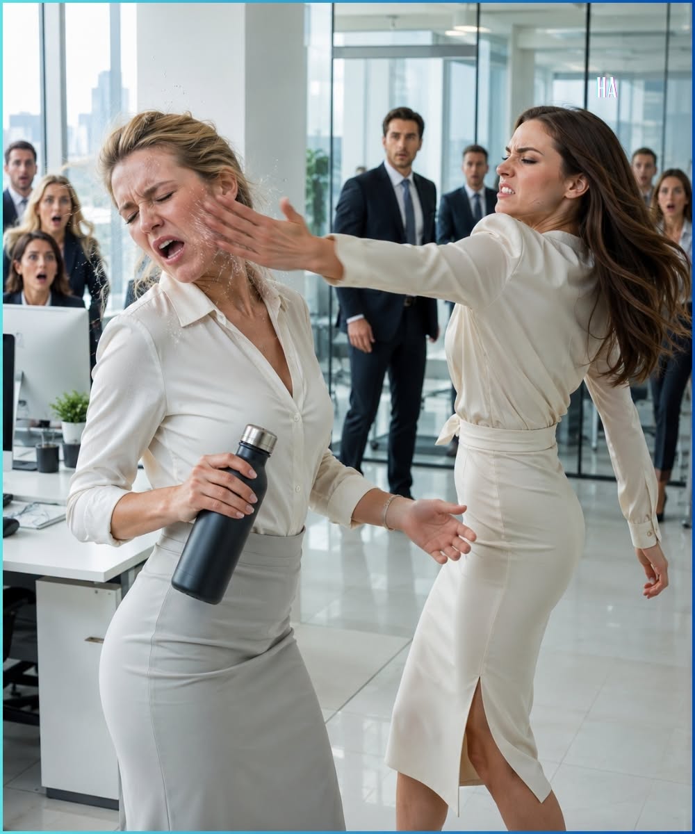 I drank from my husband’s water bottle at his company and his secretary slapped me in front of everyone