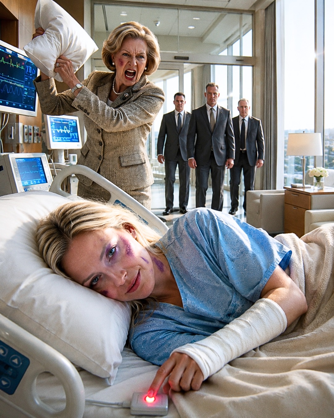 Confined to a full-body cast after what doctors called a “suspicious” balcony accident,