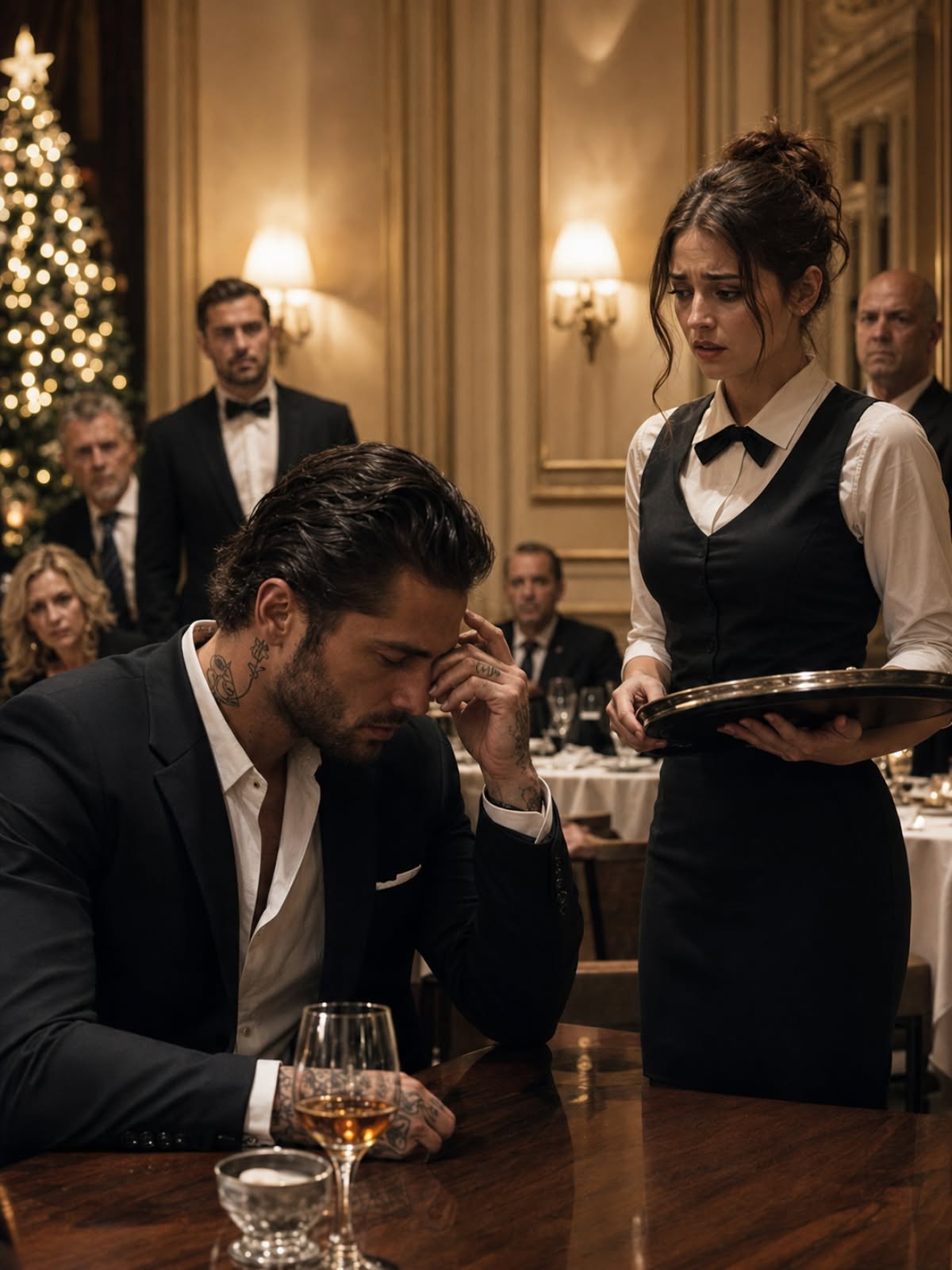 The Waitress Found the Mafia Boss Crying on Christmas—Then Whispered, “You’re Not Alon