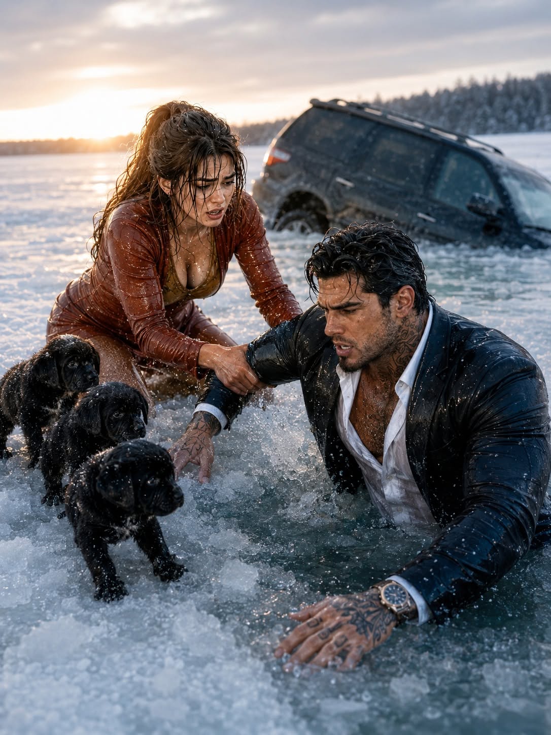 She Saved Three Puppies and a Stranger from a Frozen Lake