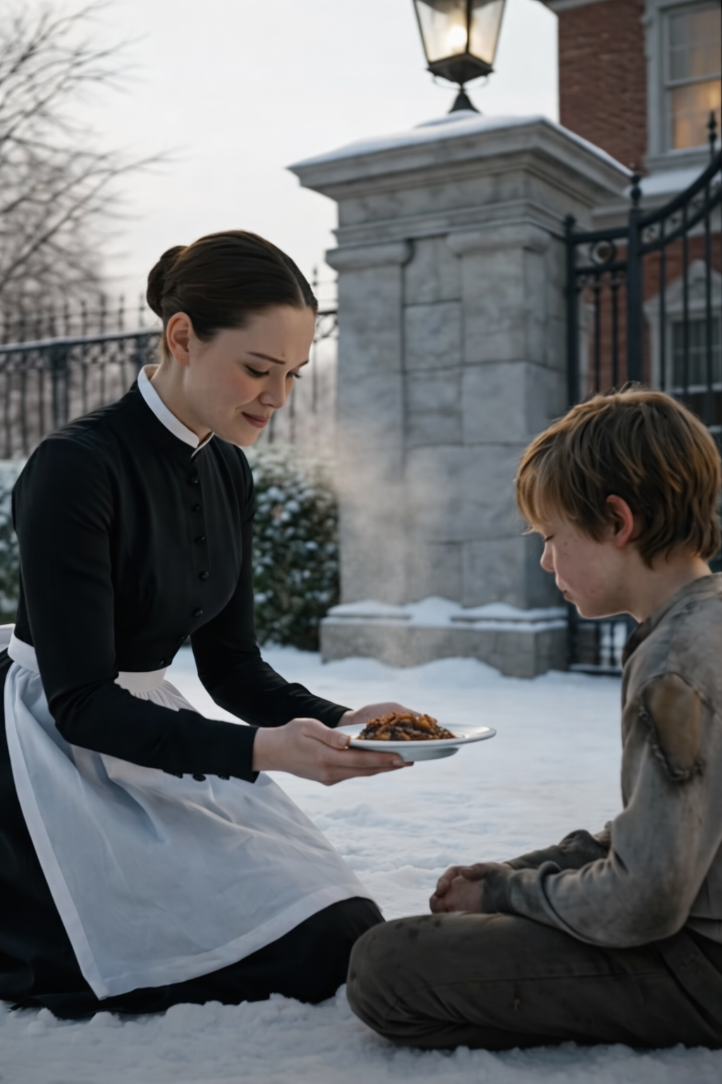 She Secretly Fed a Starving Boy Outside the Mansion… Then the Billionaire Opened the Gate and Froze
