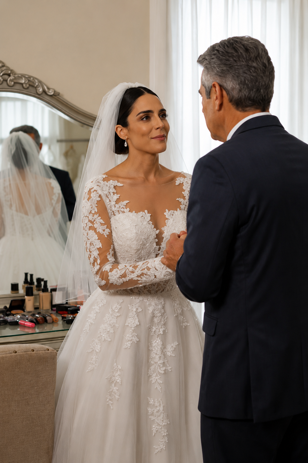 Su padre la detuvo antes de entrar al altar… y la llamada que recibió salvó su vida de una mentira