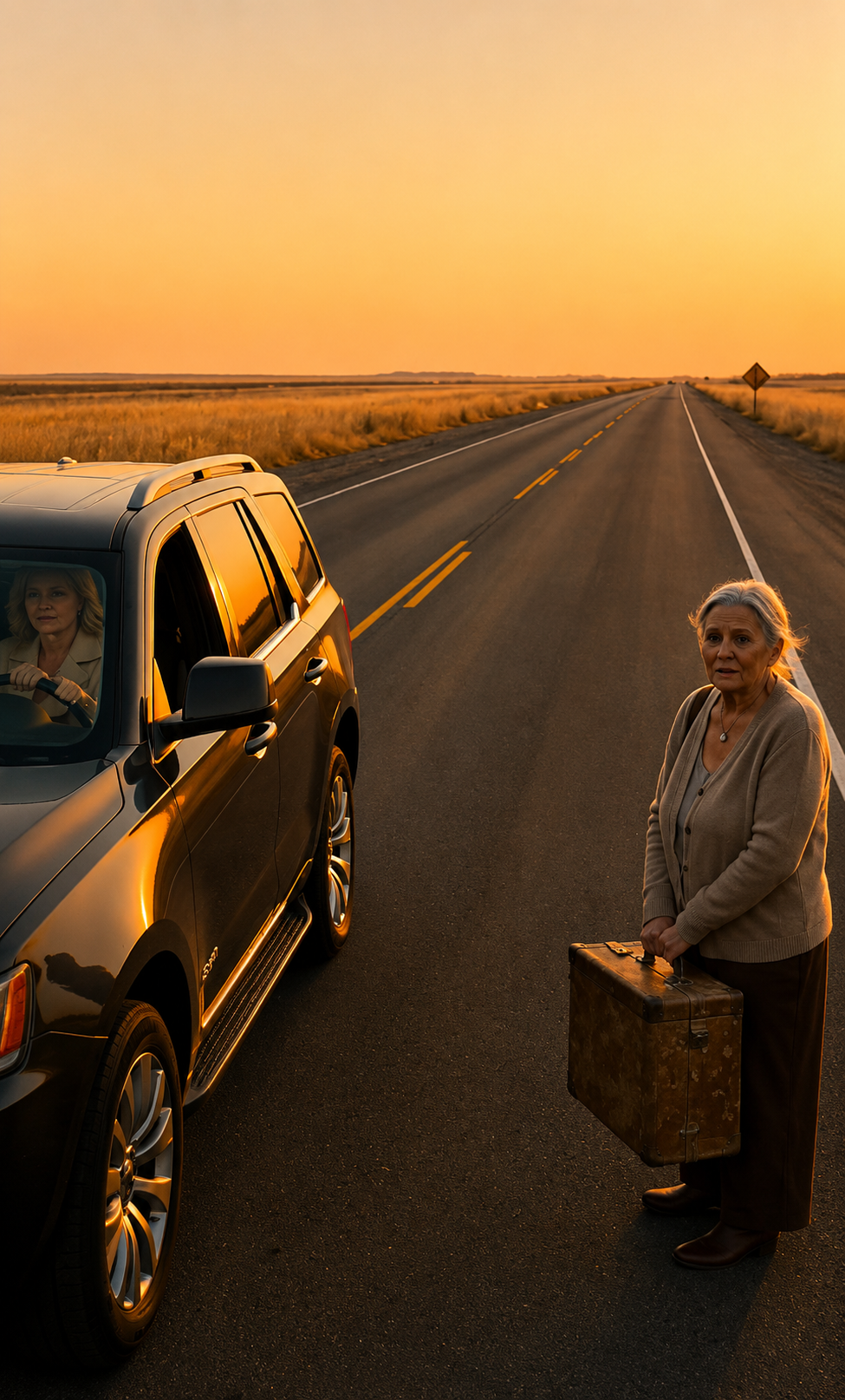 She Left Her Elderly Mother Alone On The Side Of The Road… But One Truck Driver Recognized The Necklace And Froze