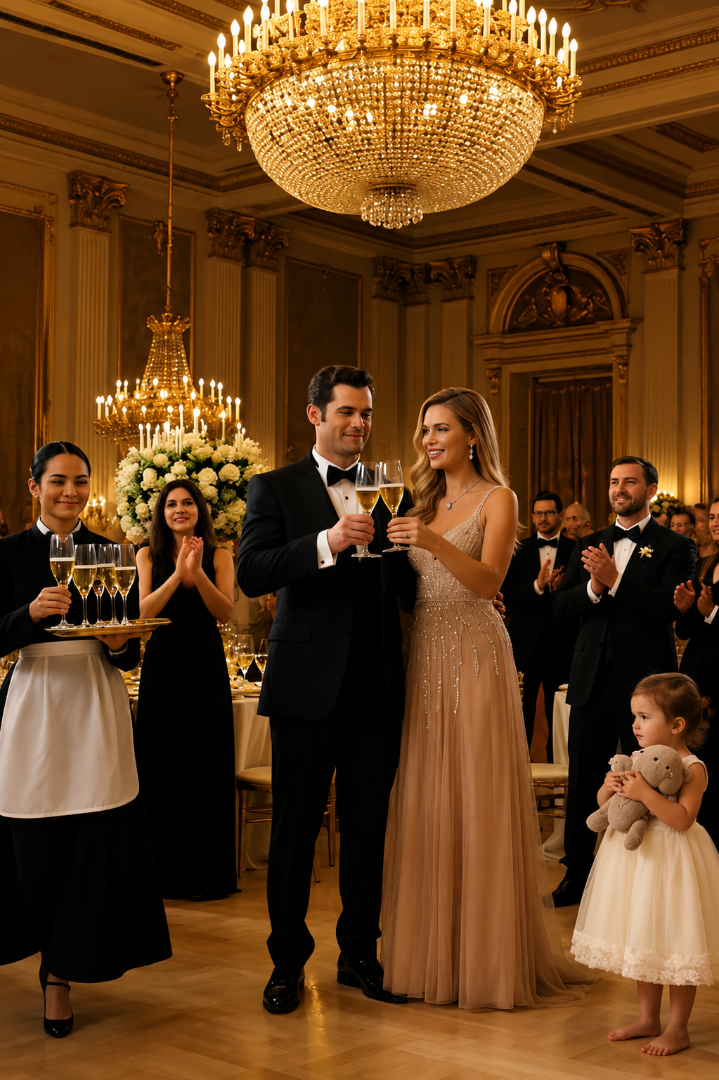 The Billionaire’s 2-Year-Old Daughter Ran Across The Engagement Party And Called The Maid “Mommy”… Then The Entire Ballroom Went Silent