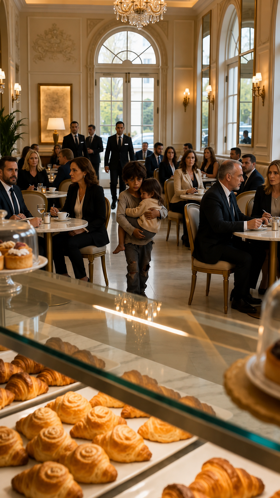 Un niño entró a una cafetería de lujo con su hermanita hambrienta… y el gerente quedó helado al ver la foto de su madre