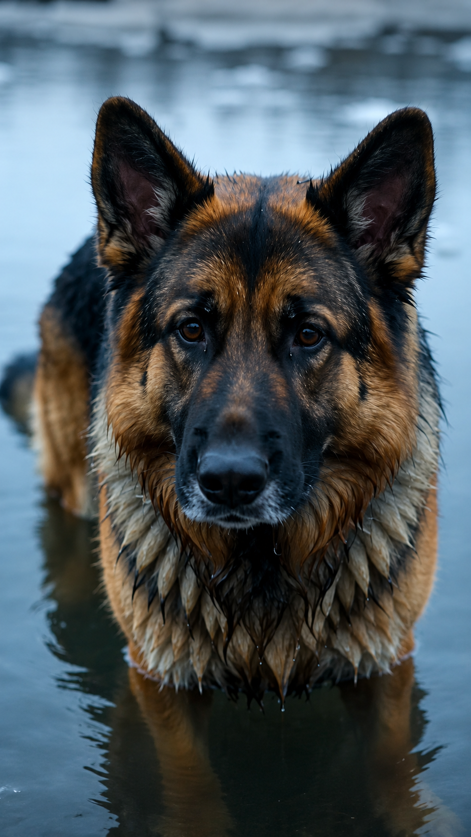 El perro no quería salir del agua helada… hasta que el niño dijo por qué seguía esperando