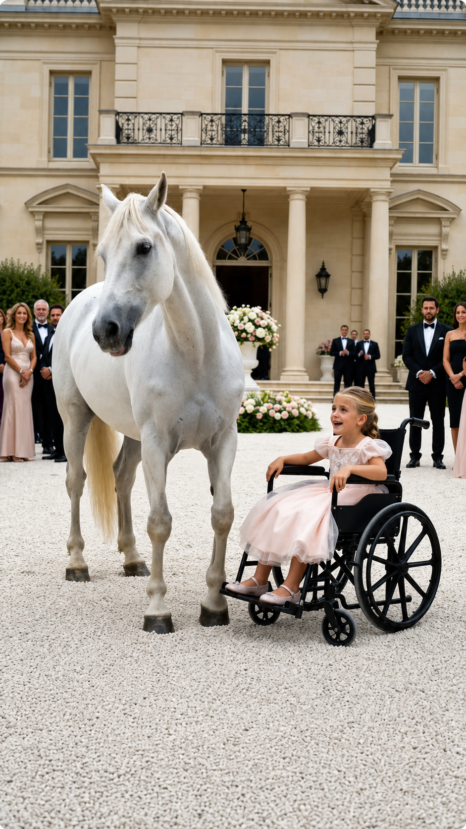 La niña rica en silla de ruedas tenía miedo de acercarse al caballo blanco… hasta que un niño pobre reveló por qué el animal estaba sufriendo