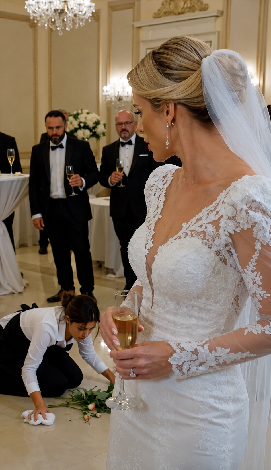 La camarera fue acusada de robar el anillo en plena boda… hasta que el novio miró al suelo y descubrió la verdad