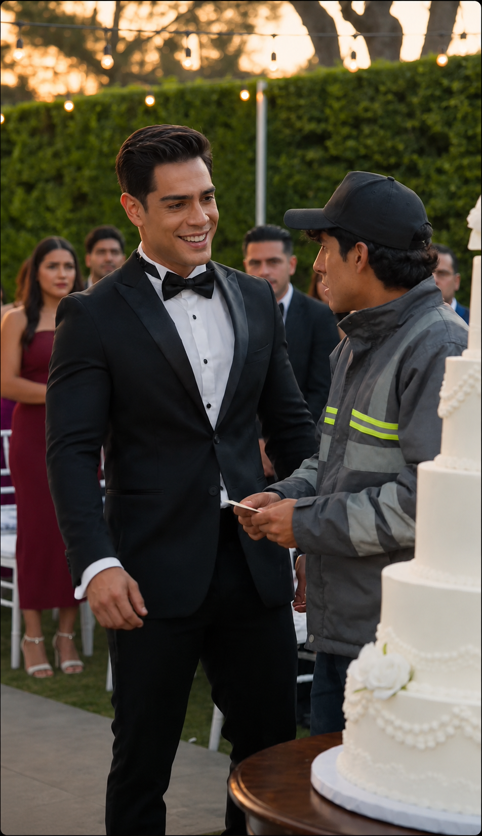 Parte 1-2-3 El novio empujó al repartidor contra el pastel de bodas para humillarlo… pero el sobre que traía canceló toda la ceremonia