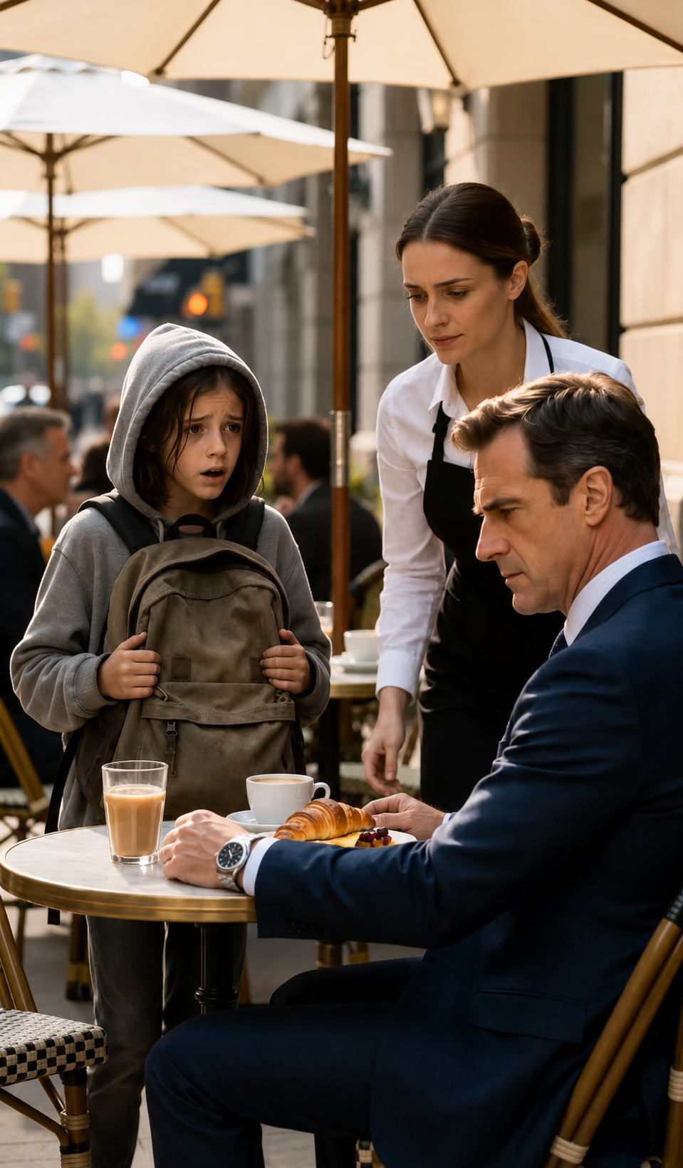 Every day at exactly 1 PM, the millionaire ate alone at the same café table… until a poor teenage girl showed him the photo he had been running from for years.