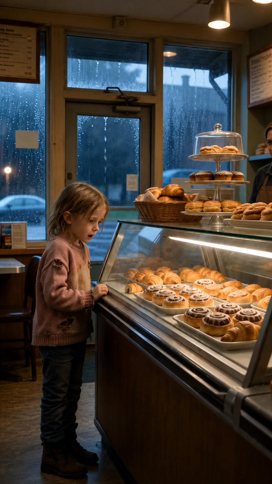 The whole bakery called the little girl in the pink sweater a thief… until a police officer walked in and said one sentence that froze everyone.