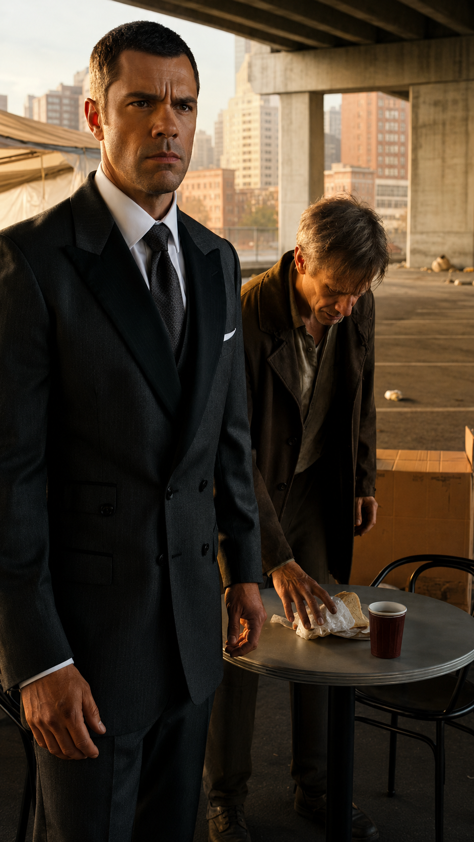 The Businessman Chased the Homeless Man for Stealing a Sandwich… Then Saw Who He Fed Under the Bridge