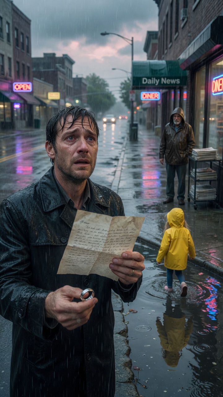 The Rain Had Stopped, But The City Still Looked Like It Was Crying… Then A Little Girl Handed Him His Dead Wife’s Ring