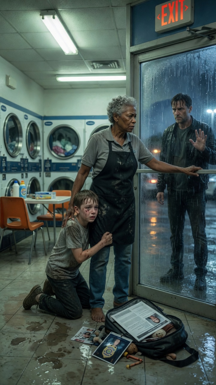 A Soaked Barefoot Boy Ran Into A Laundromat Whispering “Please Hide Me”… Then The Woman Saw The Missing Child Flyer In His Bag